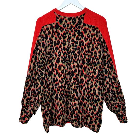 Sandrine Rose Animal Print Crew Neck Wool Sweater Red Women Small NWT Oversized - Picture 3 of 11